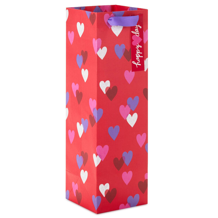 13" Mini Hearts Wine Bottle Gift Bag