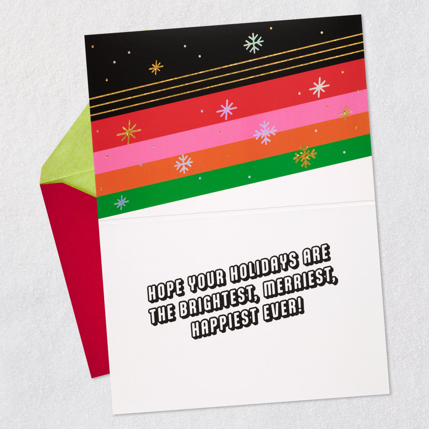 Retro Rainbow Lettering Christmas Card Open card with envelope image number 3