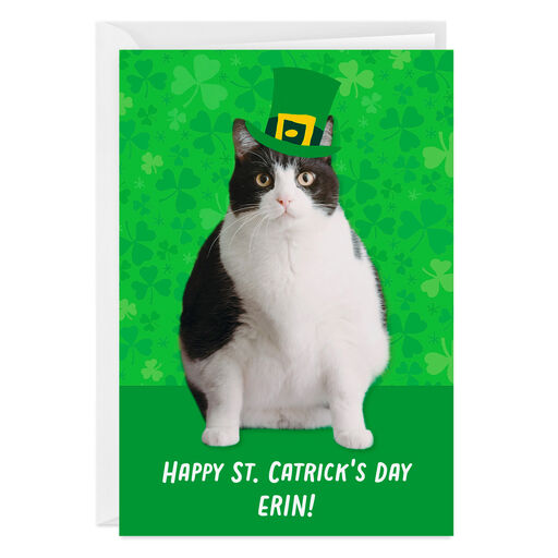 Personalized Leprechaun Cat St. Patrick’s Day Card, 