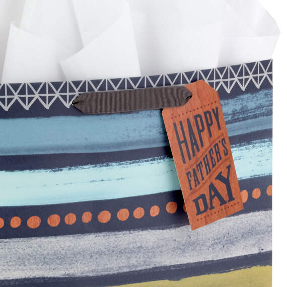 13" Happy Father's Day on Stripes Large Gift Bag With Greeting Card and Tissue Paper, , large image number 5