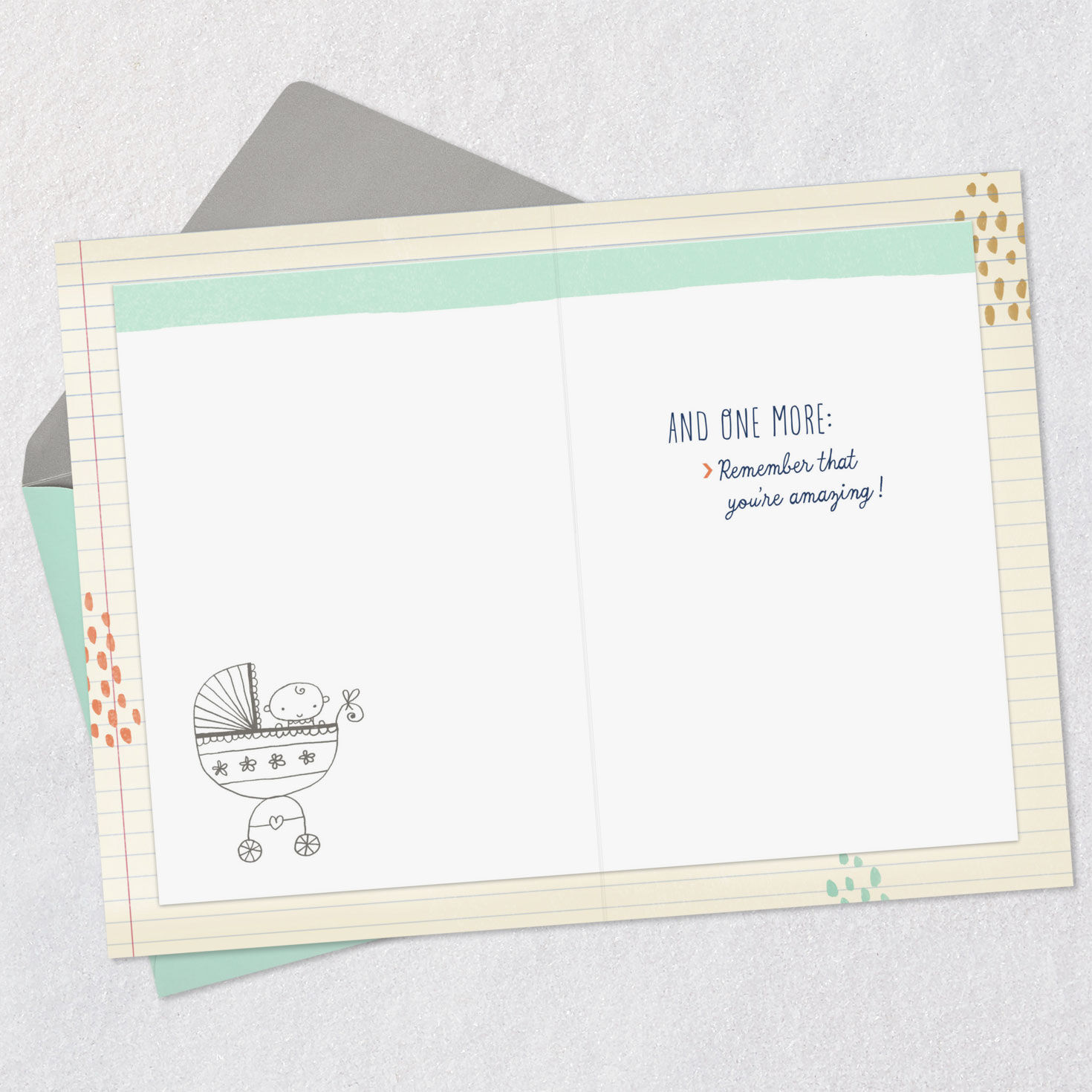 List on Notebook Paper New Baby Card for Parents Open card with envelope image number 3