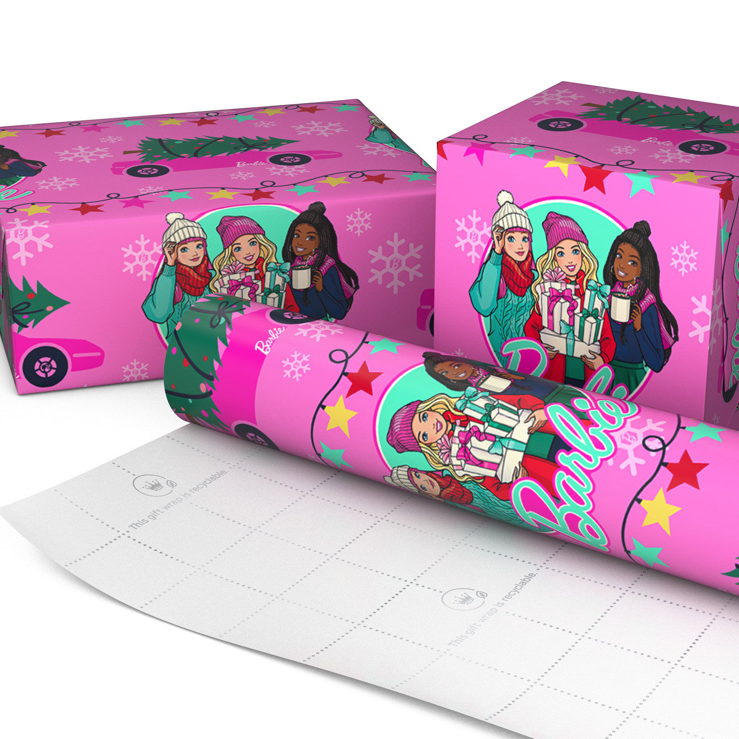 Barbie and Friends Christmas Wrapping Paper Roll Wrapped package image number 2