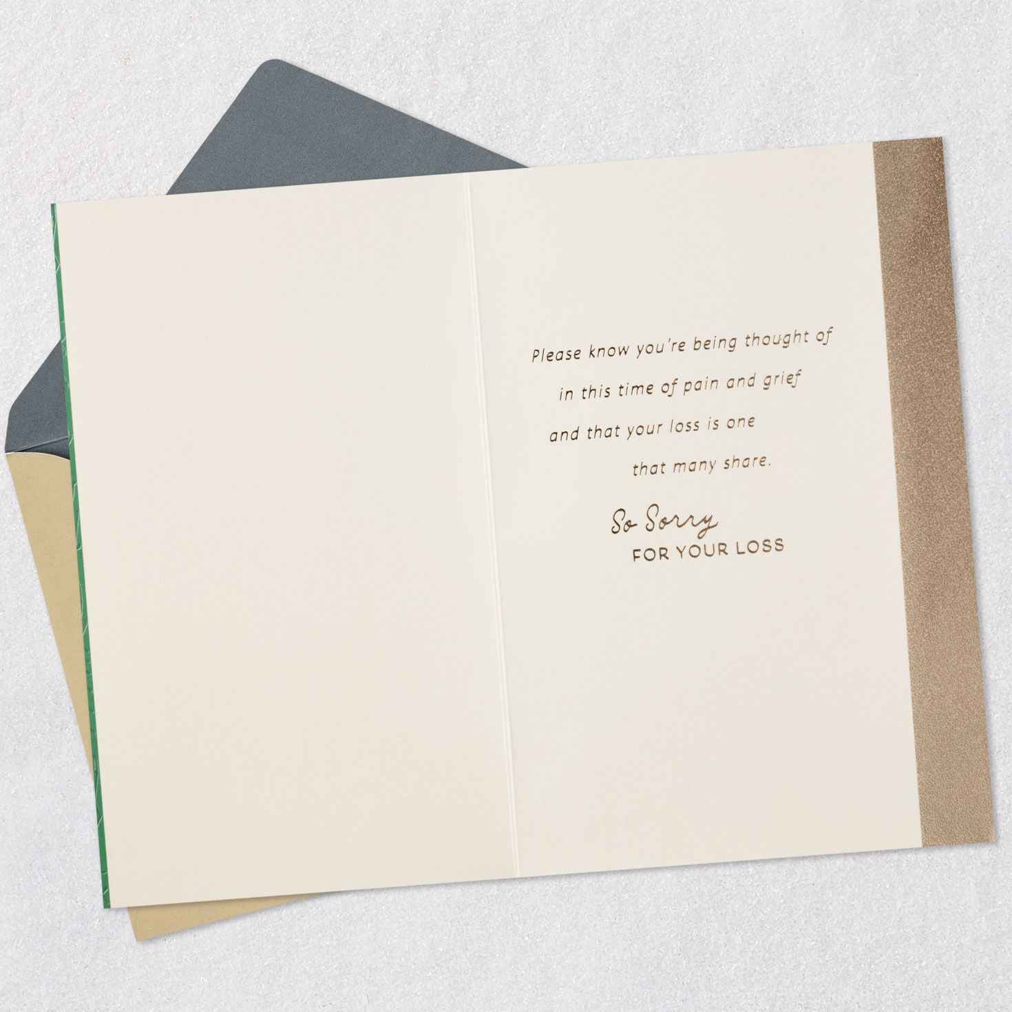 Green Leaves Sympathy Card for Loss Open card with envelope image number 3