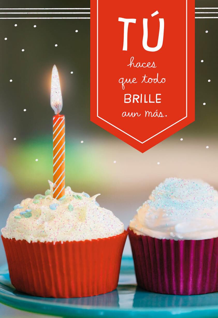 Hope it Glows Cupcake With Candle Spanish-Language Birthday Card