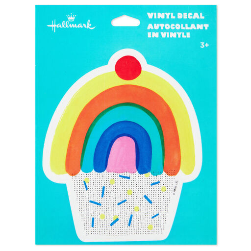 Cupcake with Rainbow Icing Vinyl Decal, 