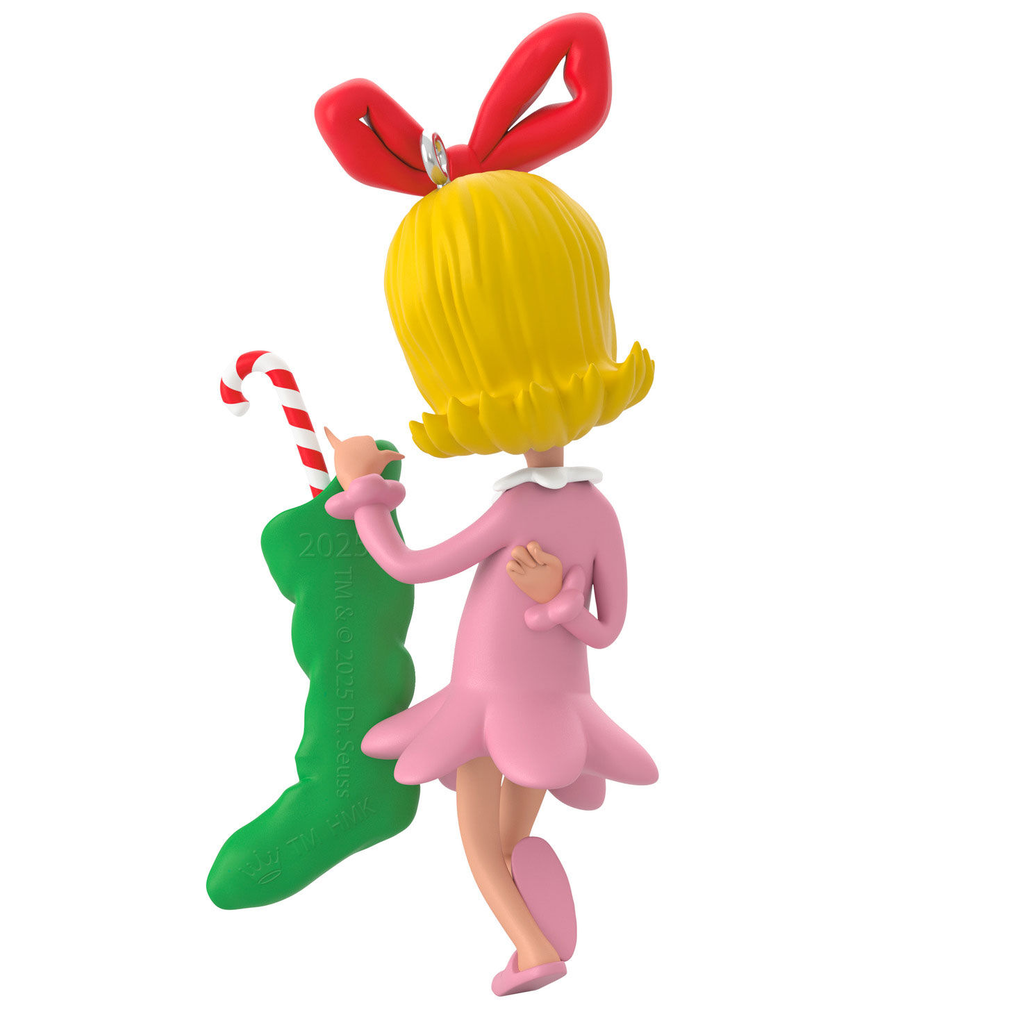 Cindy-Lou Who With Stocking Keepsake Ornament Back image number 6