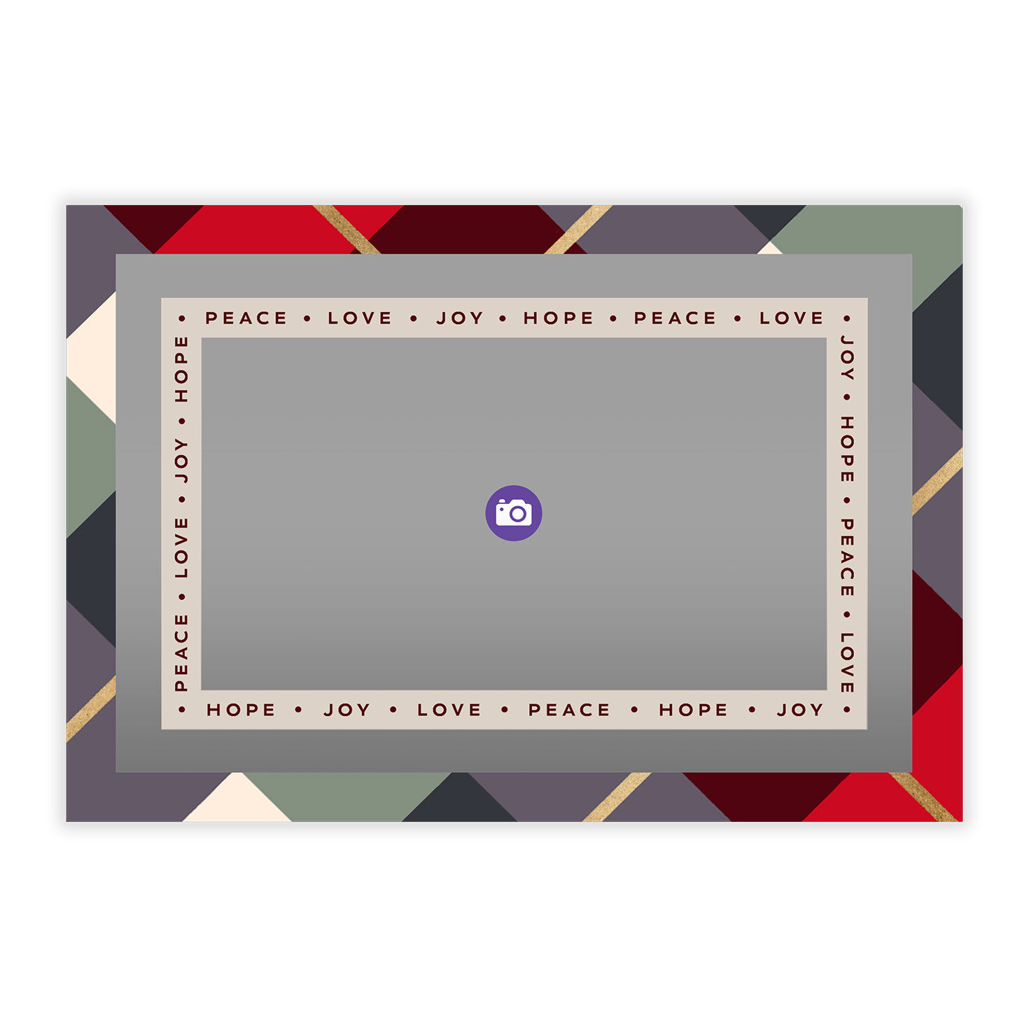 Peace and Love Plaid Flat Christmas Photo Card, , large image number 5