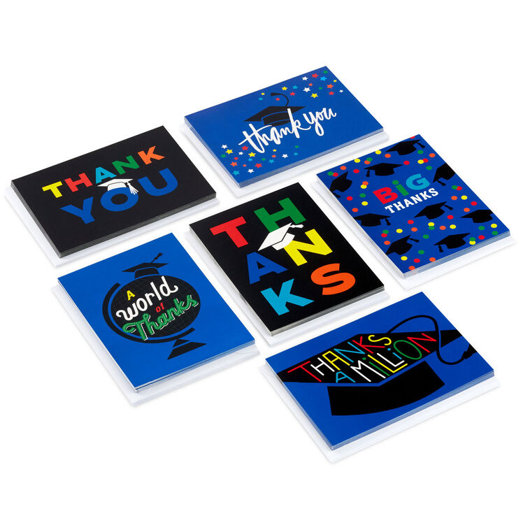 Colorful Grad Icons Assorted Graduation Thank-You Notes, Pack of 48