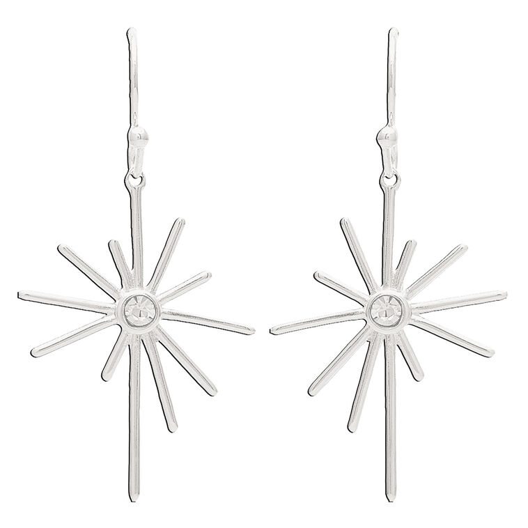 Rain Jewelry Mod Starburst Silver Metal Earrings