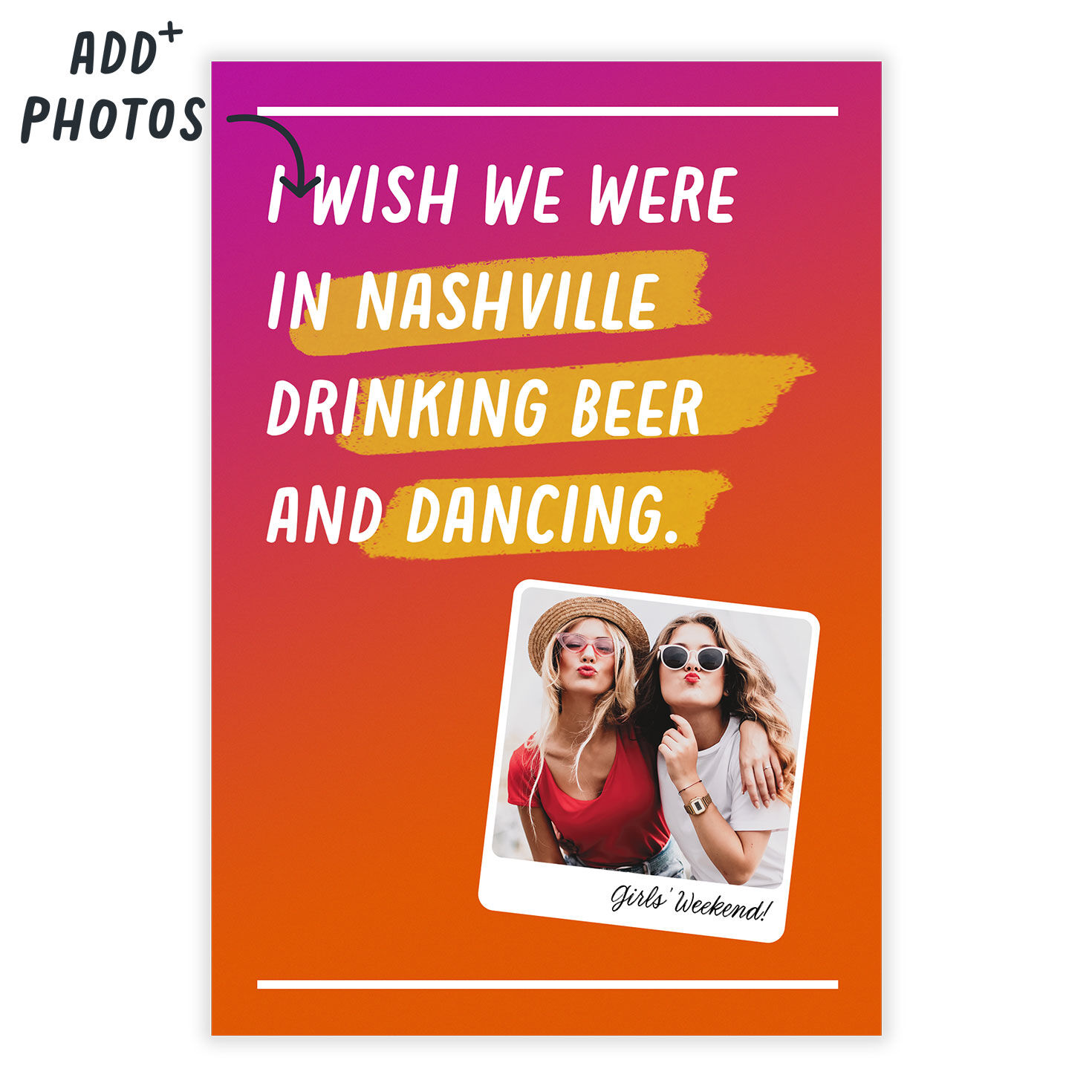 Personalized Wishes on Orange and Pink Blank Photo Card  image number 2