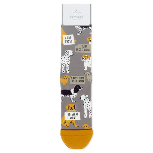 Dog Illustrations Toe of a Kind Novelty Crew Socks, 