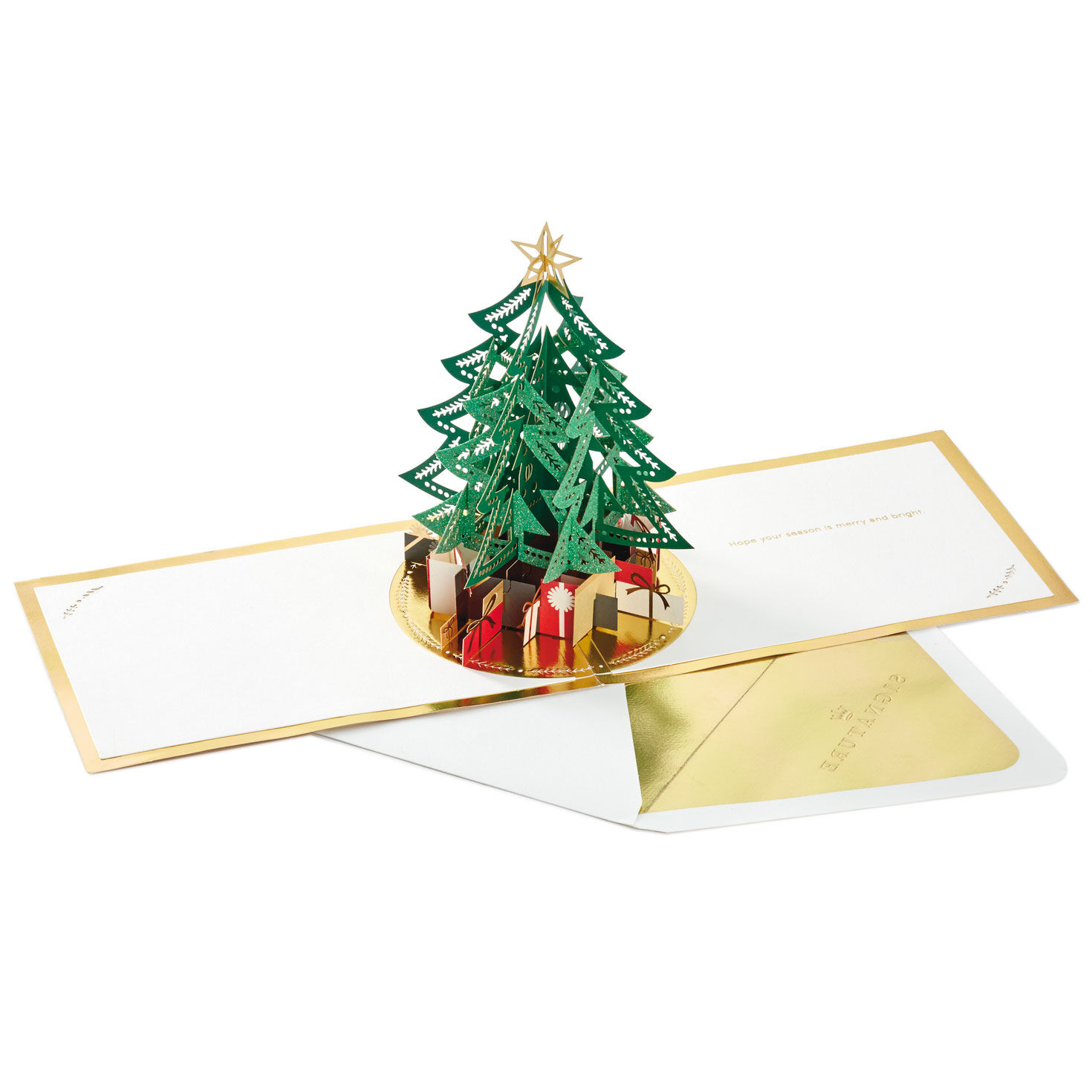 Christmas Tree 3D Pop-Up Holiday Card Open card with envelope image number 2