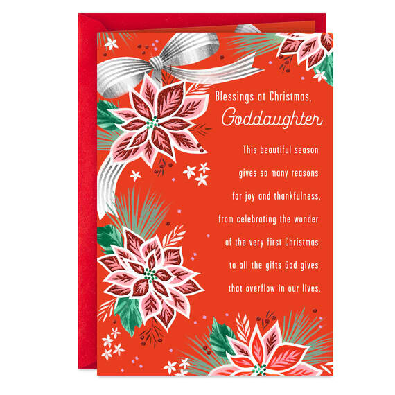 Blessings and Love Religious Christmas Card for Goddaughter, , large image number 1