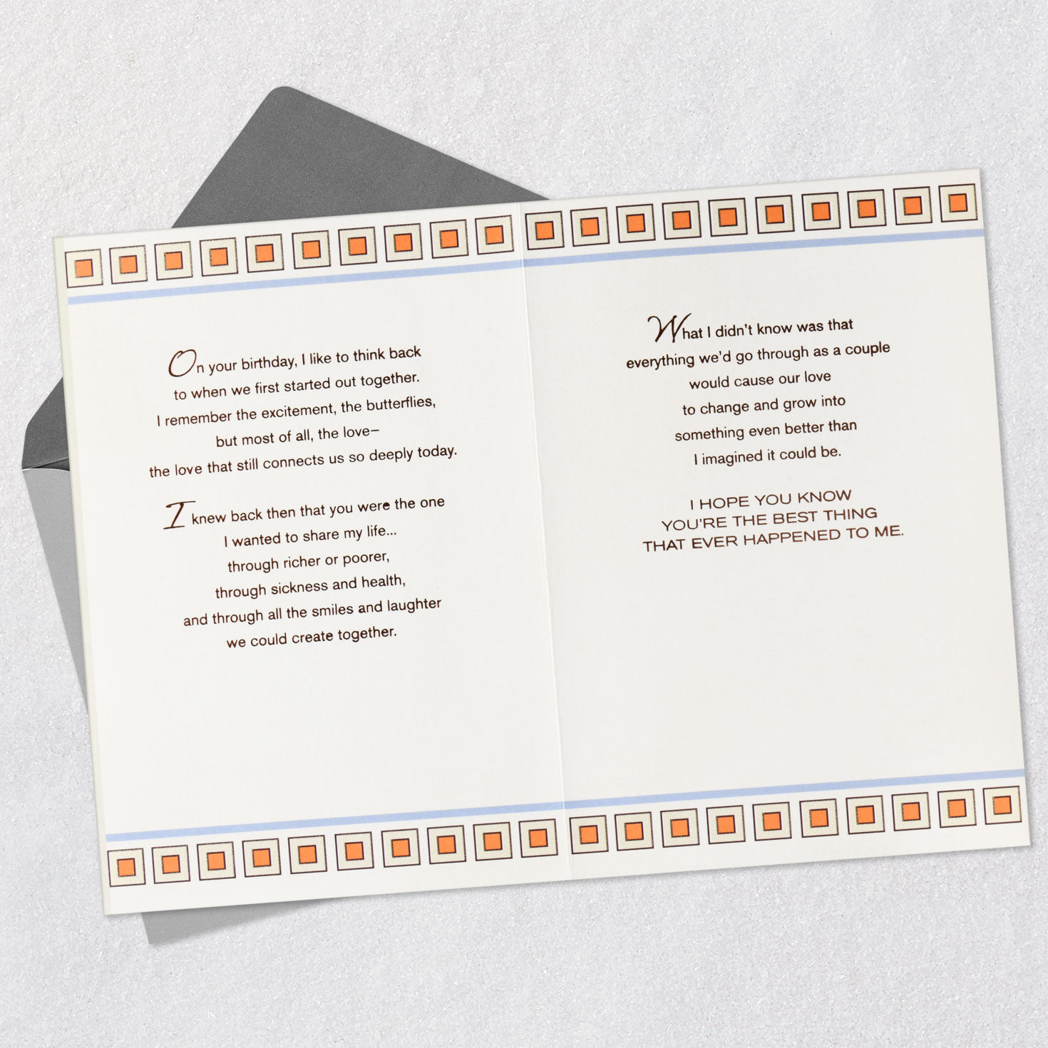 Moroccan Tile Romantic Love Birthday Card Open card with envelope image number 4