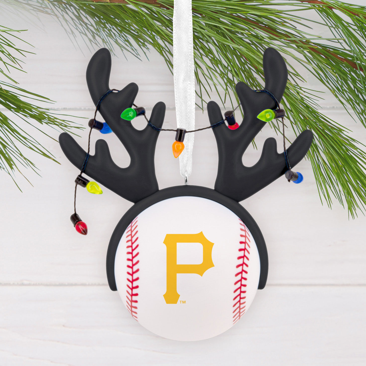 Pirates Reindeer Baseball Christmas Ornament hanging on tree image number 2