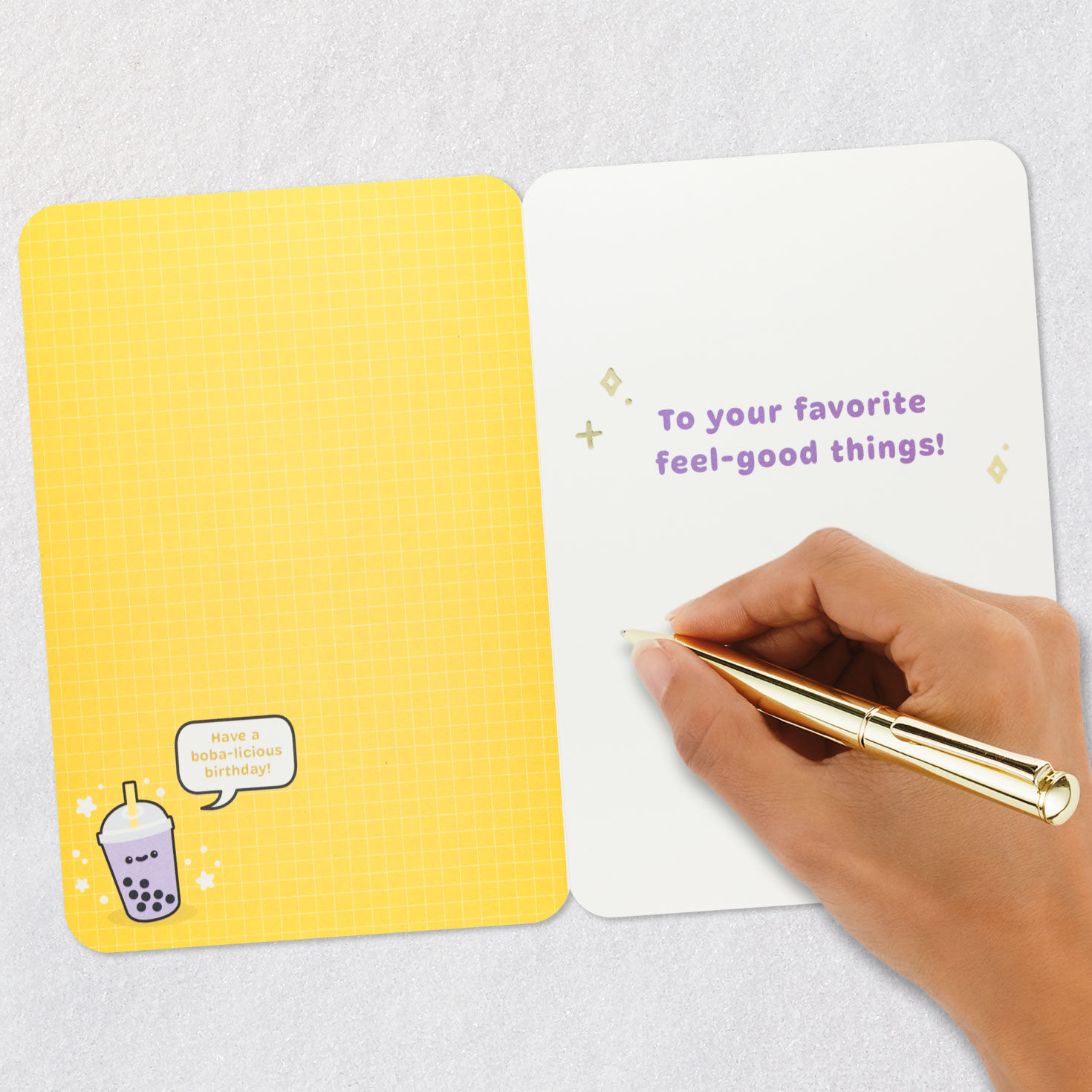 Treat Yourself Boba Tea Confetti Shaker Birthday Card Signing card image number 6