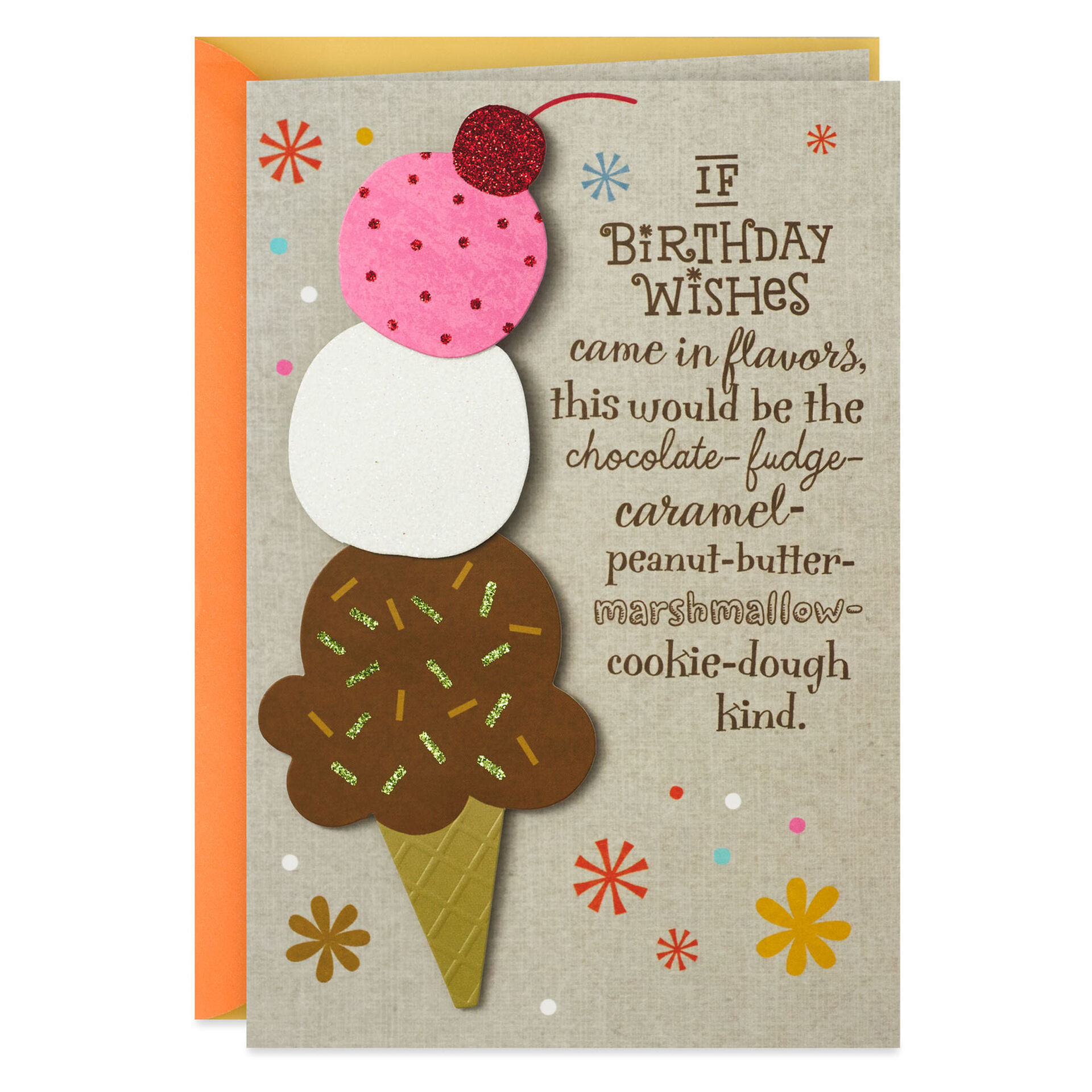 Birthday Wishes and Flavors Ice Cream Birthday Card Greeting Cards