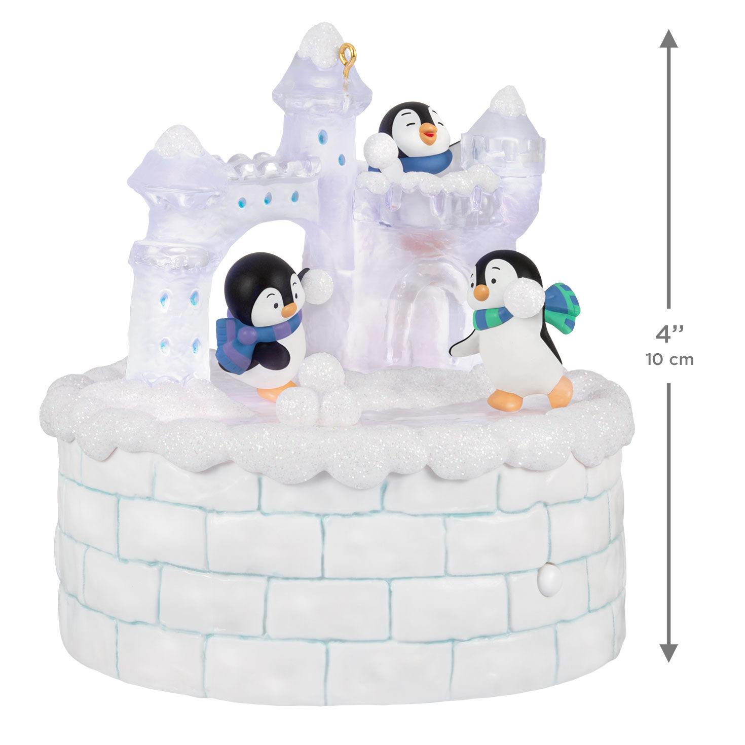 Penguins on Ice Castle Keepsake Ornament measurement image number 3
