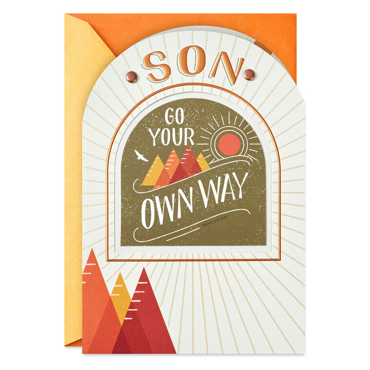 Proud of How You Find Your Own Path Birthday Card for Son With Decal
