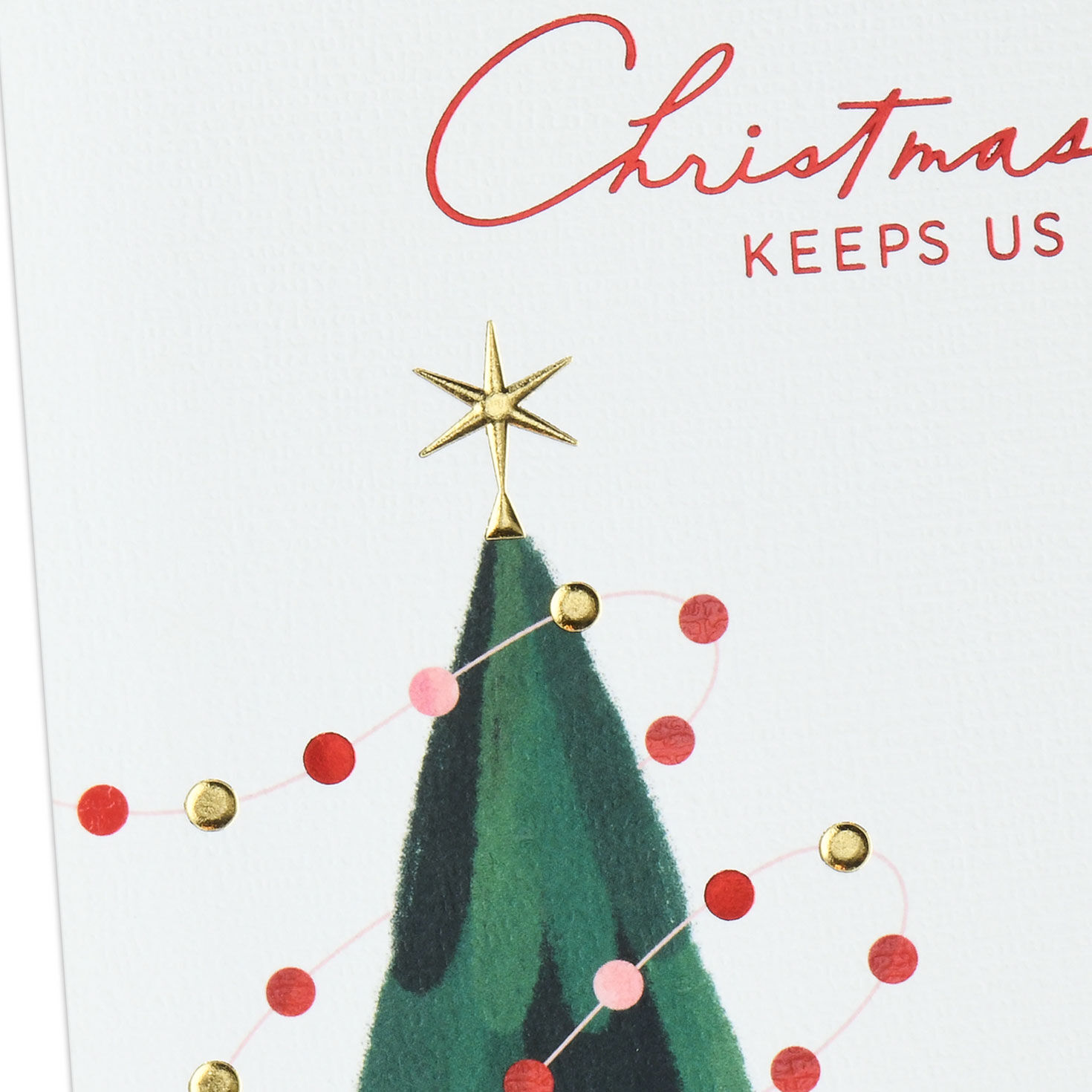 Tree With Garland Across the Miles Christmas Card Card Cover Detail image number 4