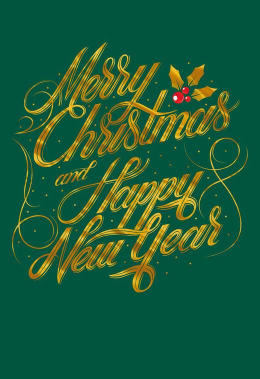 Gold and Festive Lettering Christmas Card, , large image number 1