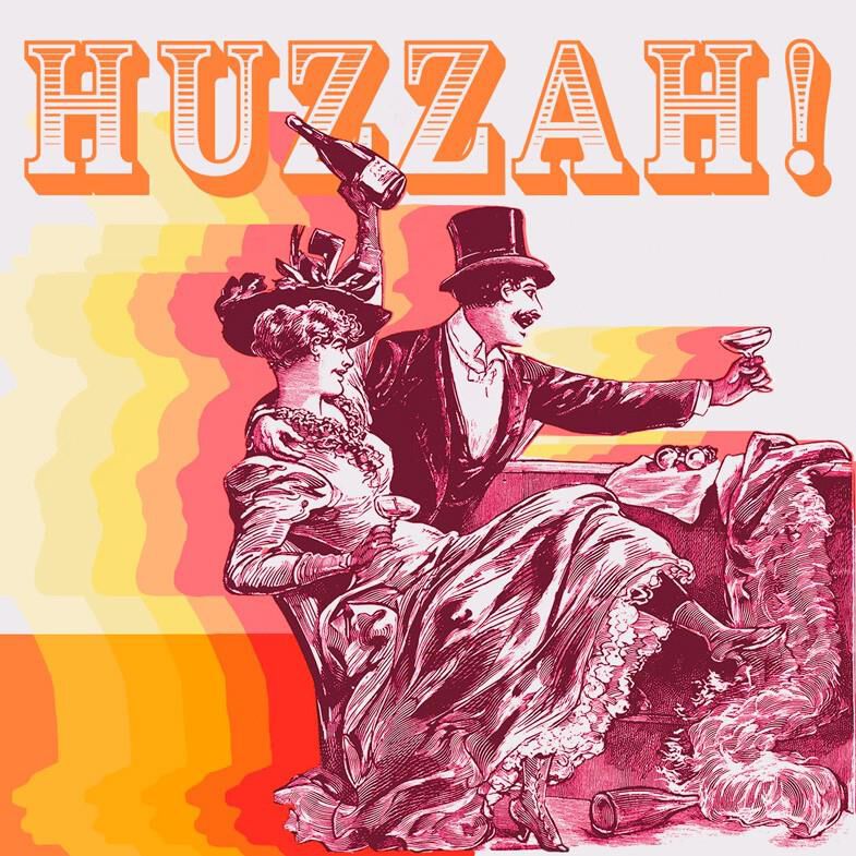 Vintage Couple Huzzah Birthday Card