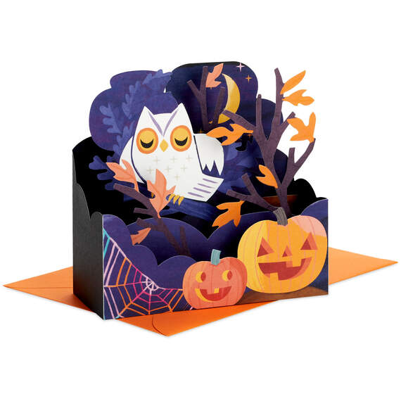 Owl and Jack-o'-Lanterns 3D Pop-Up Halloween Card, , large image number 1