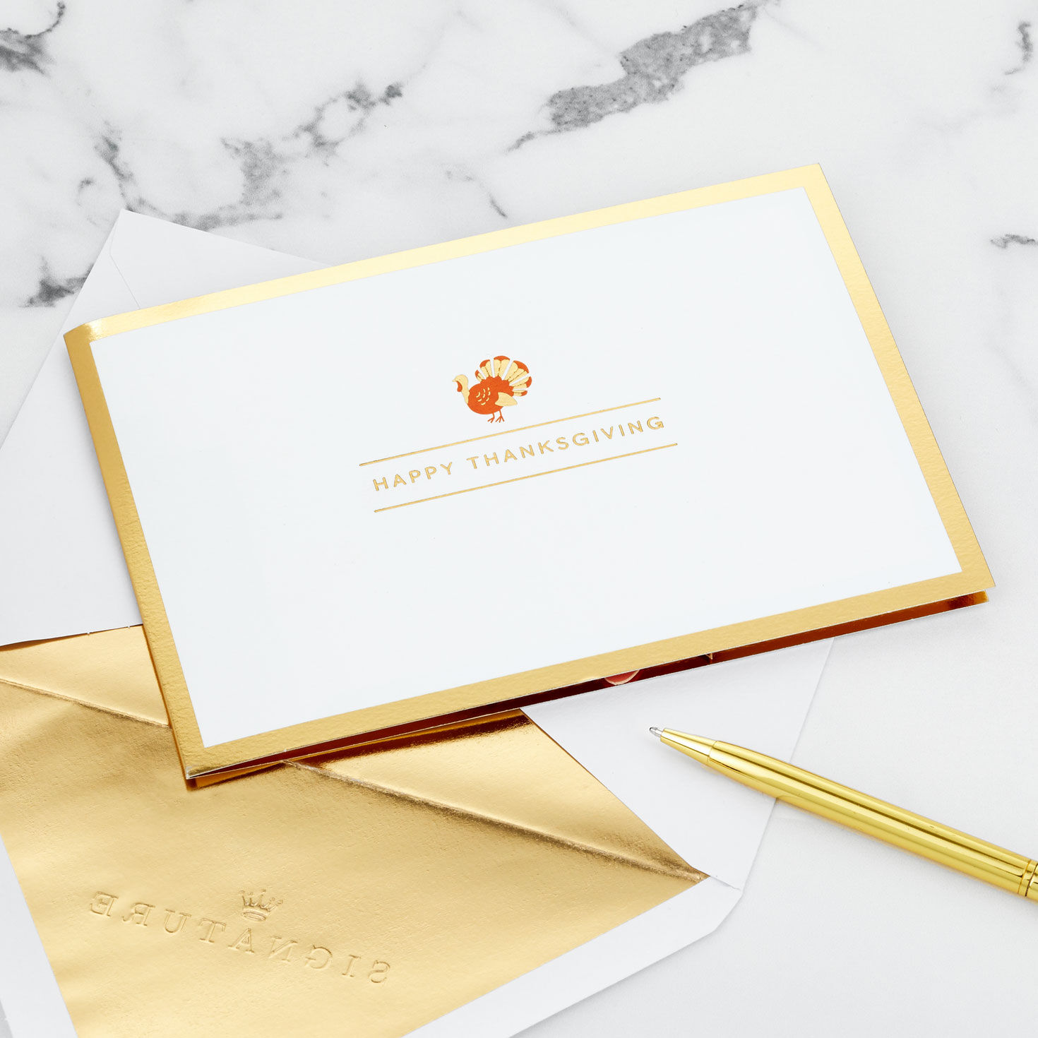 So Thankful Turkey 3D Pop-Up Thanksgiving Card Card Front with Envelope and Gold pen image number 6