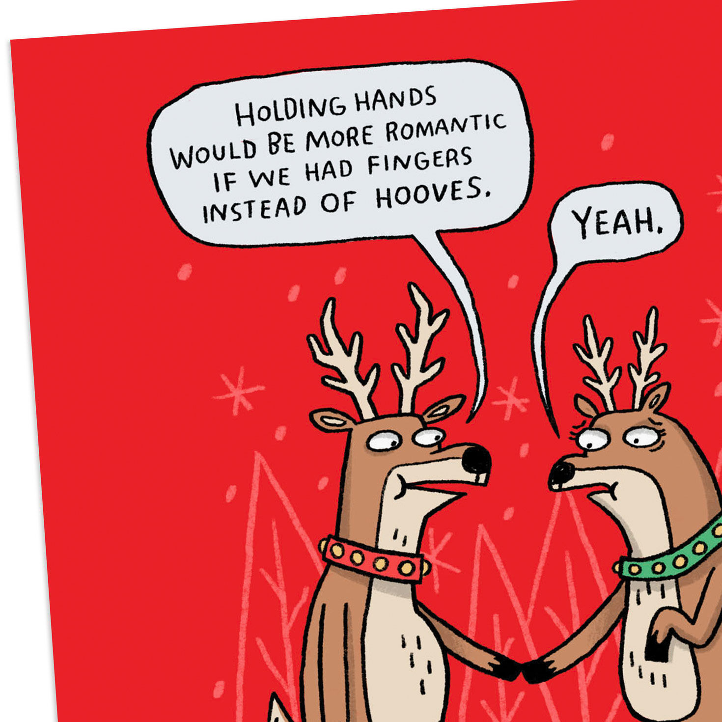 Two Deer Holding Hooves Funny Christmas Card Card Front Detail image number 4