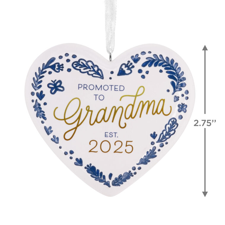Promoted to Grandma Heart Christmas Ornament measurement image number 3