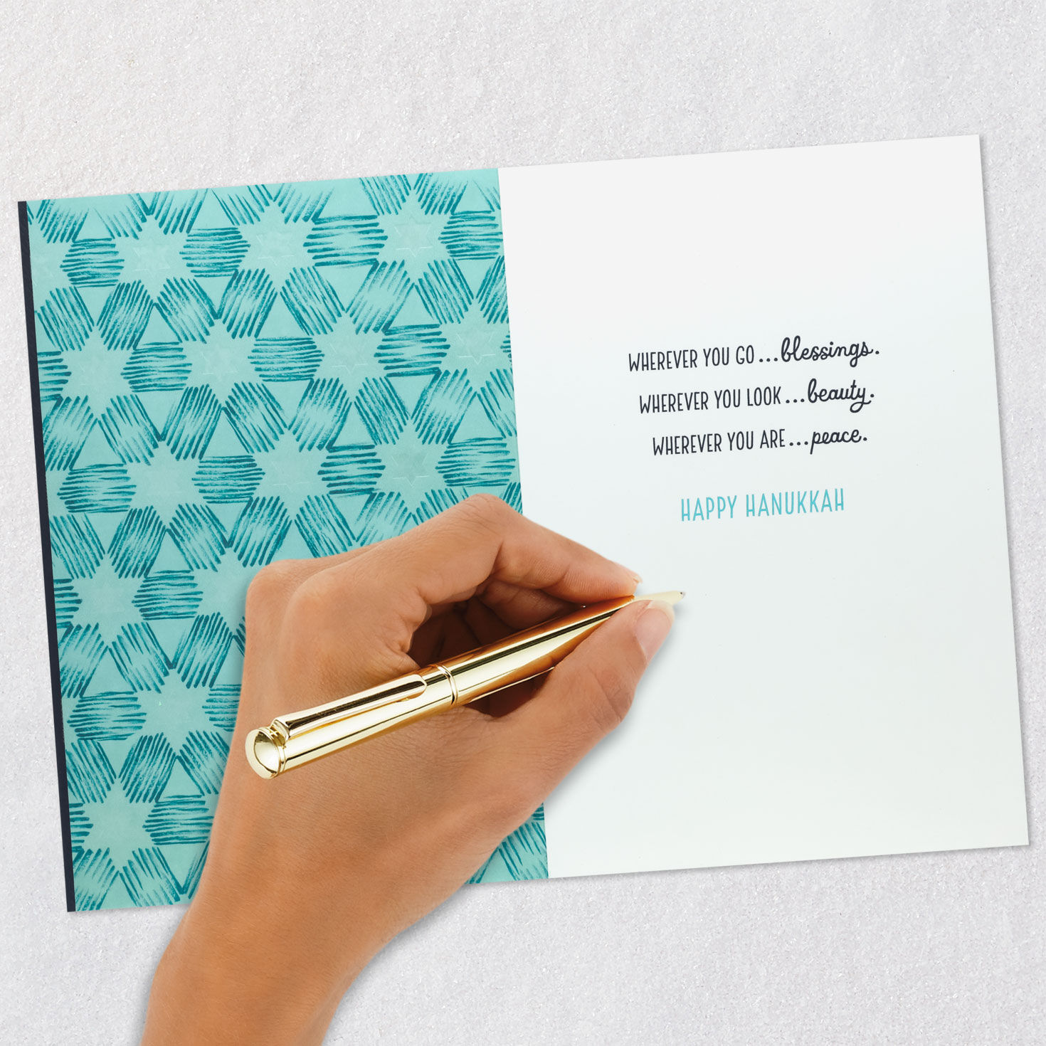 Blue Starburst Hanukkah Card Signing card image number 7