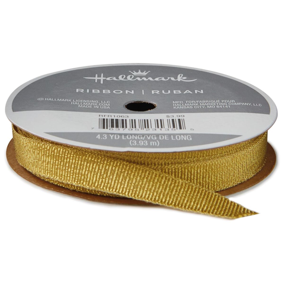Gold Metallic 3/8" Grosgrain Ribbon, 4.3 yards Bows & Ribbons Hallmark