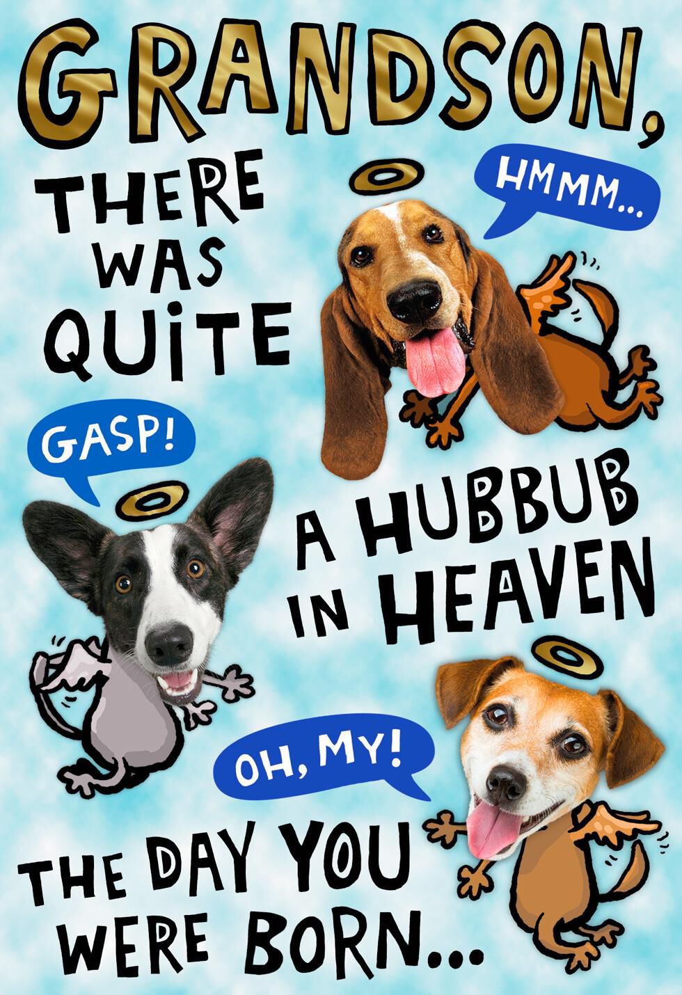 Hubbub in Heaven Pop Up Birthday Card for Grandson