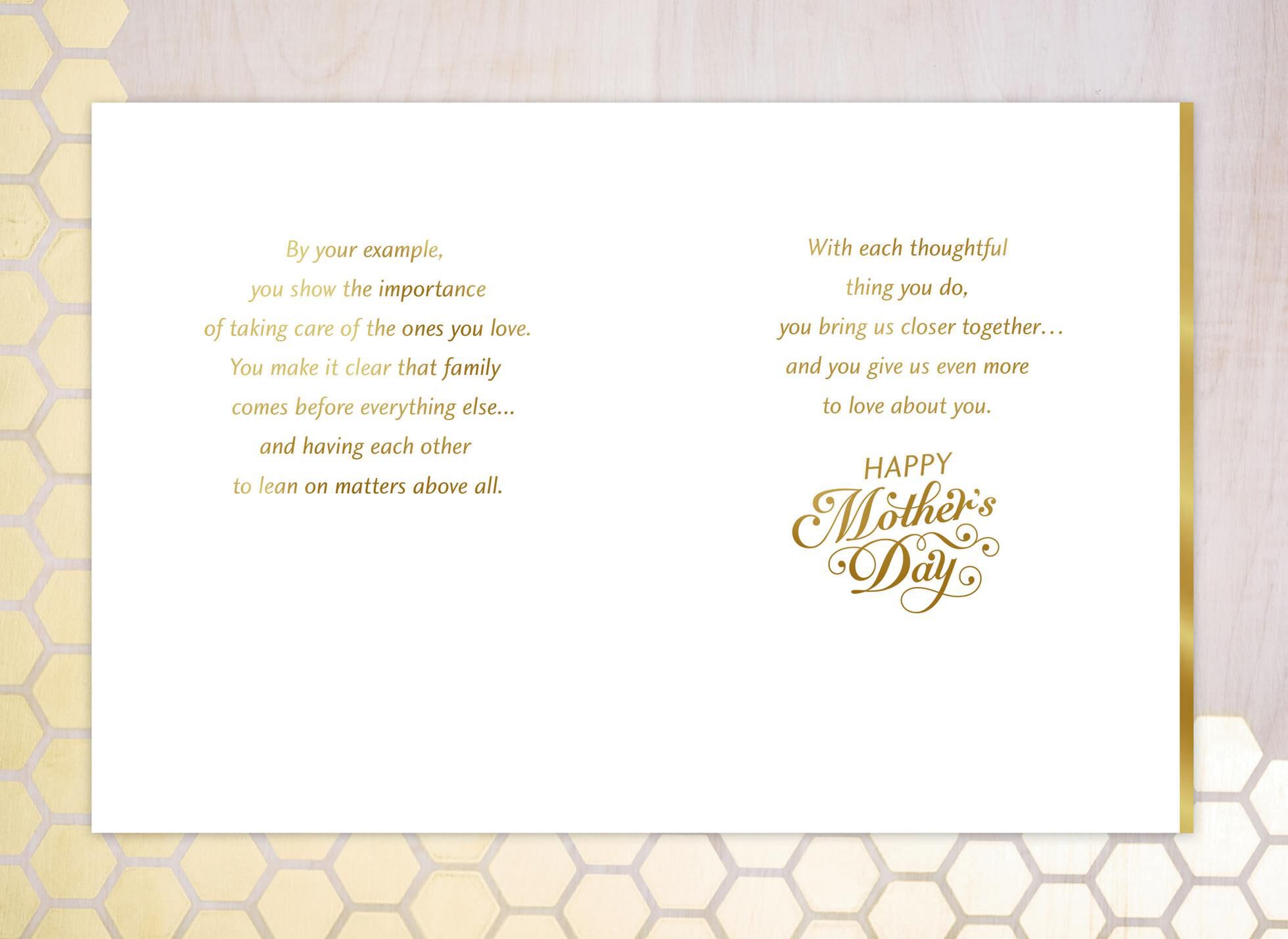 Bouquet on Gold Honeycomb Mother's Day Card