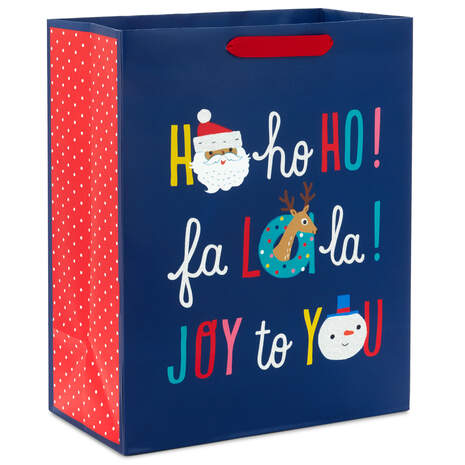 13" Fun Lettering on Navy Large Christmas Gift Bag, , large