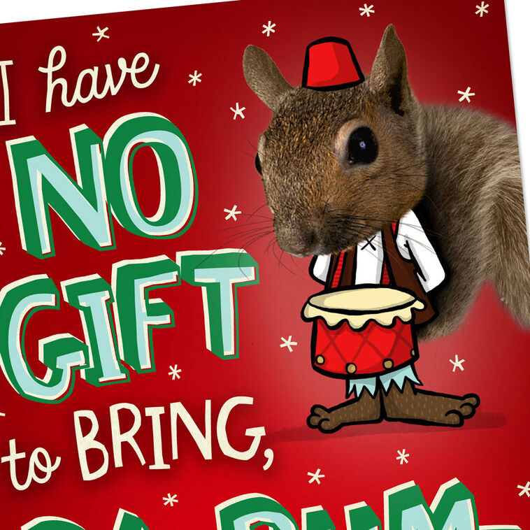Squirrel Drummer Boy Carol Christmas Card Card Front Detail image number 5