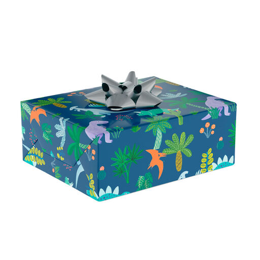 Dinosaurs on Blue Wrapping Paper, 22.5 sq. ft., 