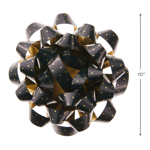 4.6" Black With Gold Dots Christmas Gift Bow, 