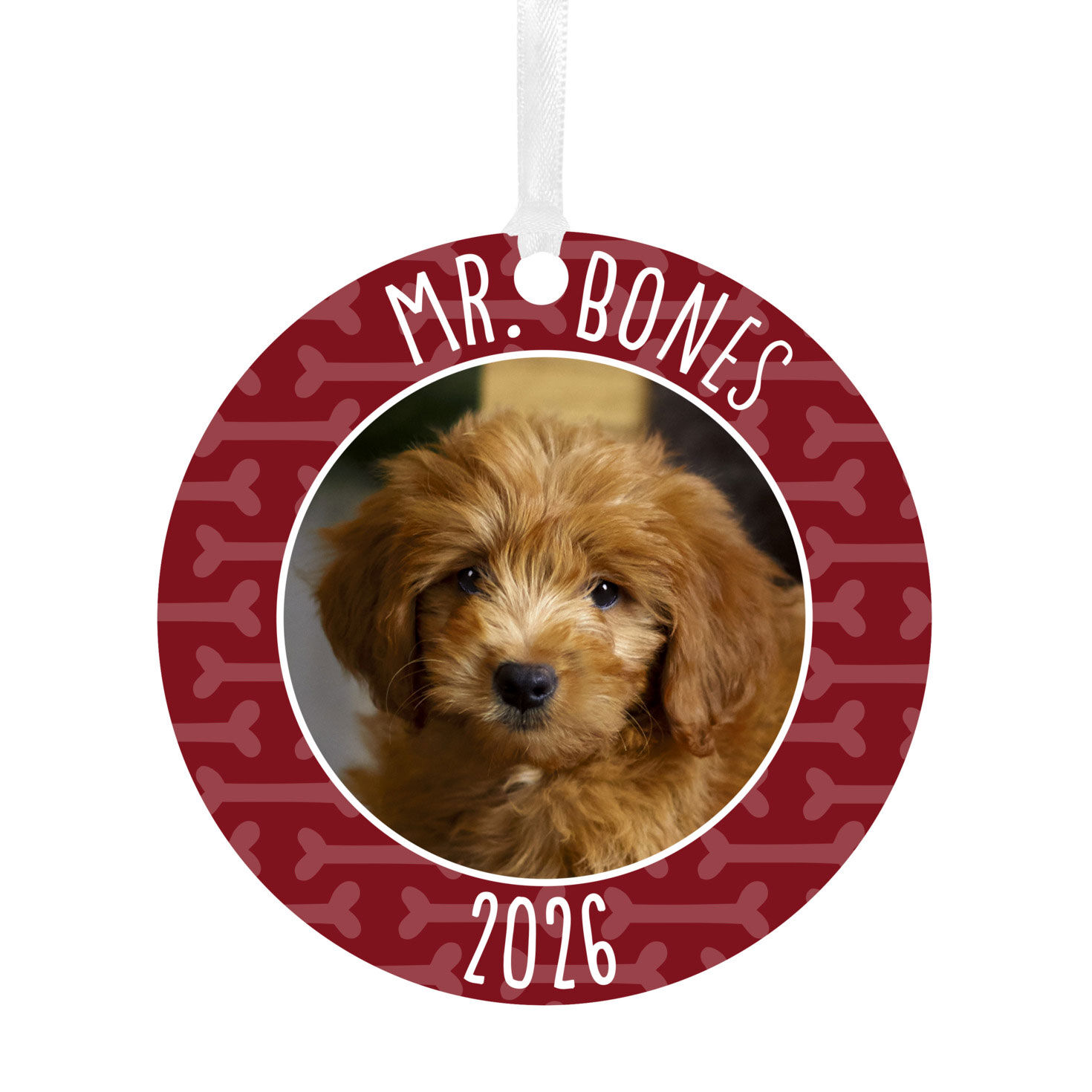 Pet Round Metal Personalized Ornament, Custom Photo and Text