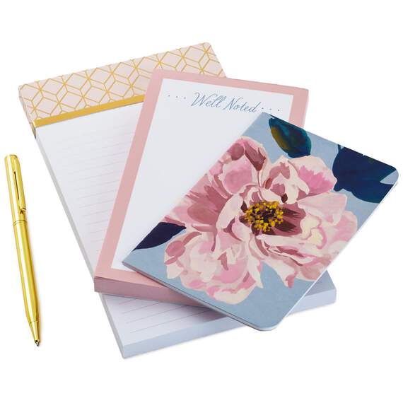 Pink Peony Memo Pads 3-Pack With Pen, , large image number 2