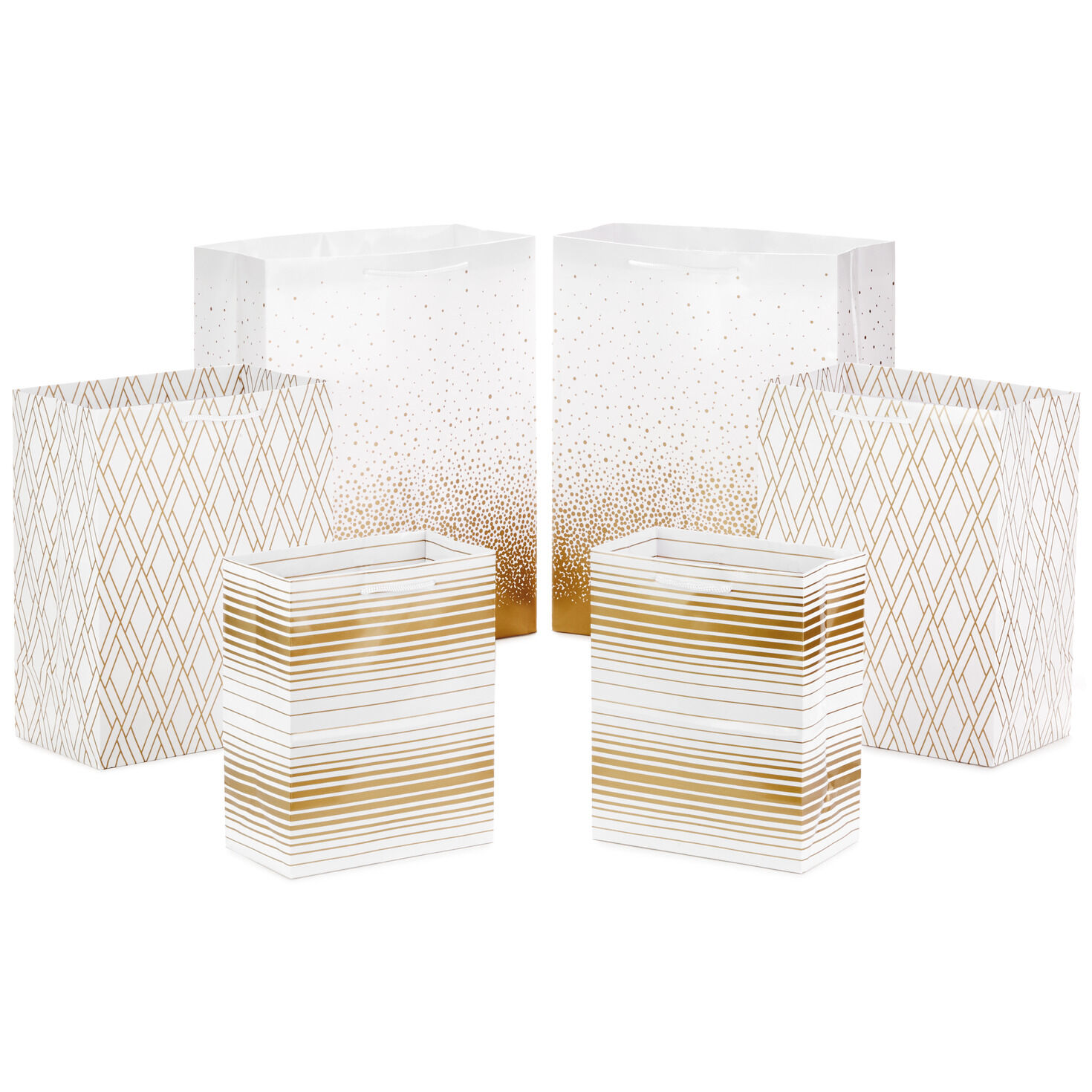 Elegant Gold Assorted Sizes 6-Pack Gift Bags