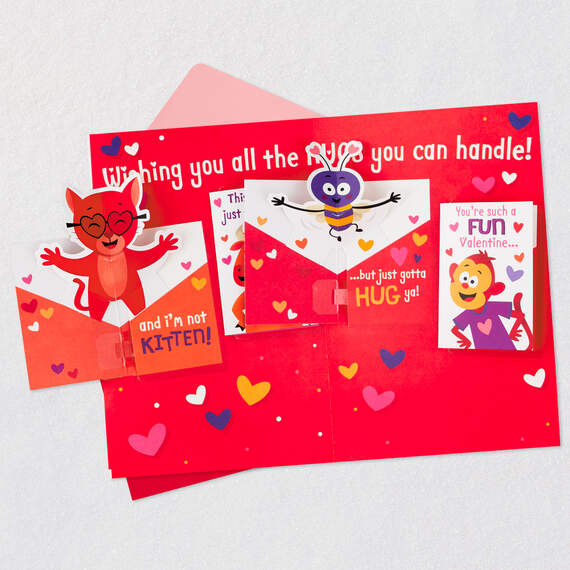 Hugging Animals Valentine's Day Card With Sound and Pop-Up Mini Cards, , large image number 5