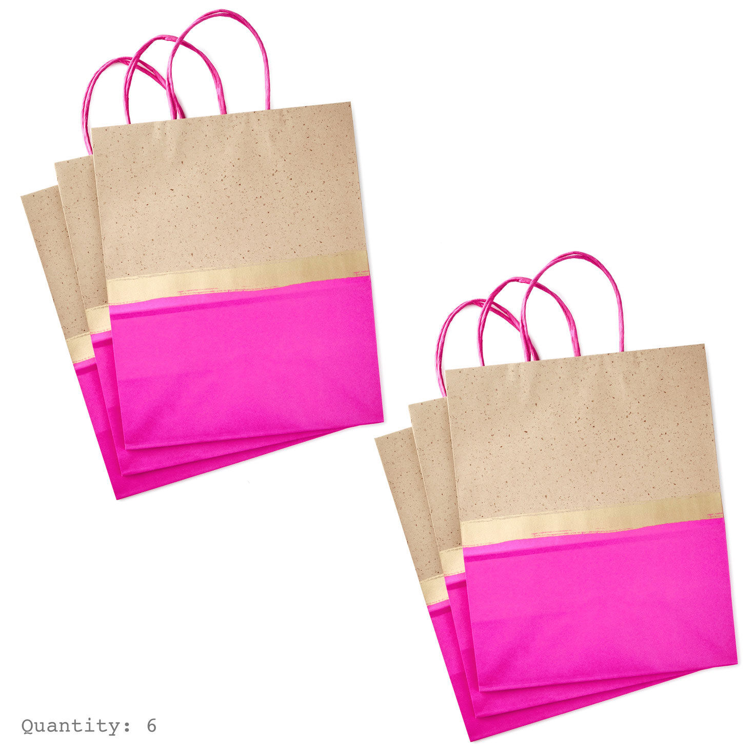 Pink, Gold and Kraft Paper Large Gift Bag Bundle flat fanned image number 6