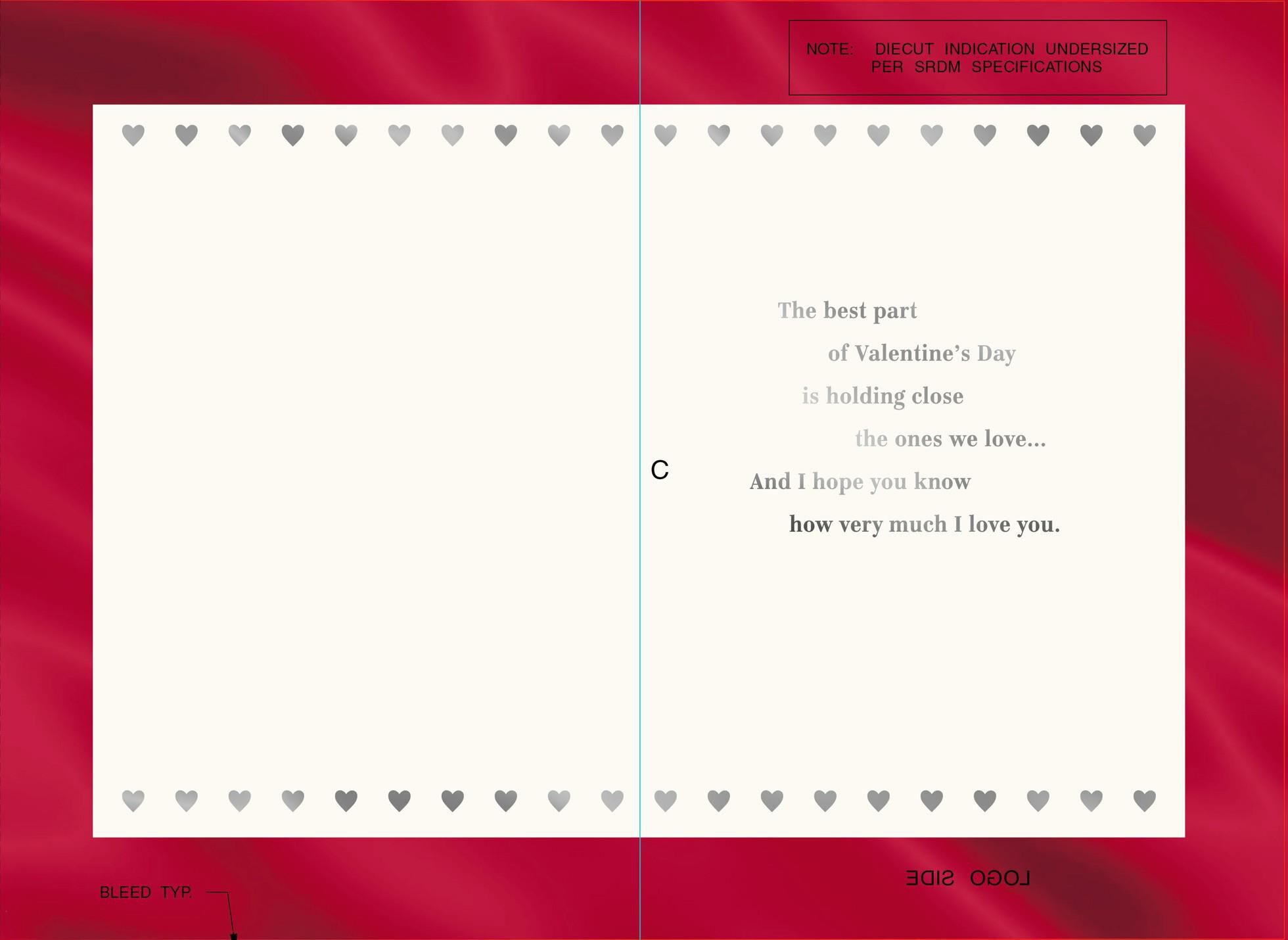 Silver Hearts With Glitter on Red Valentine's Day Card