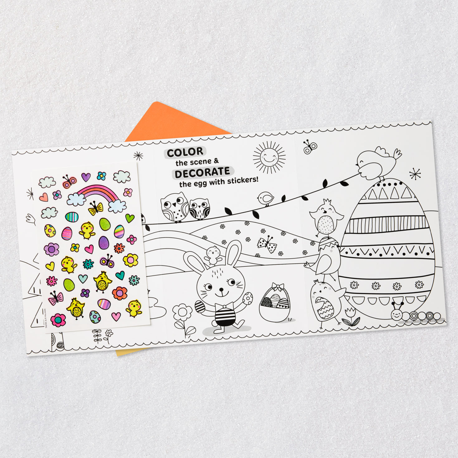 Bunny Coloring Activity Easter Card With Stickers Open card with envelope image number 3