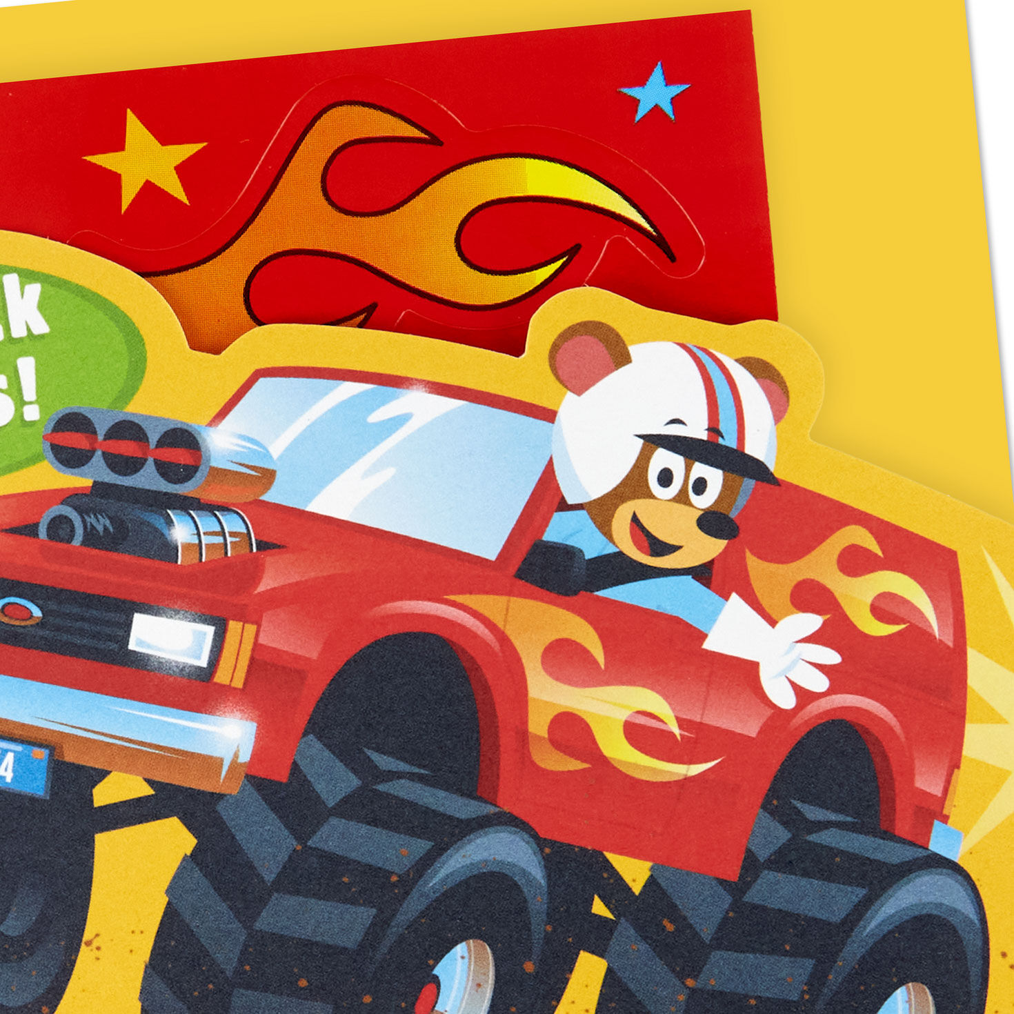 Monster Truck Fun 4th Birthday Card With Stickers Card Front Detail image number 4