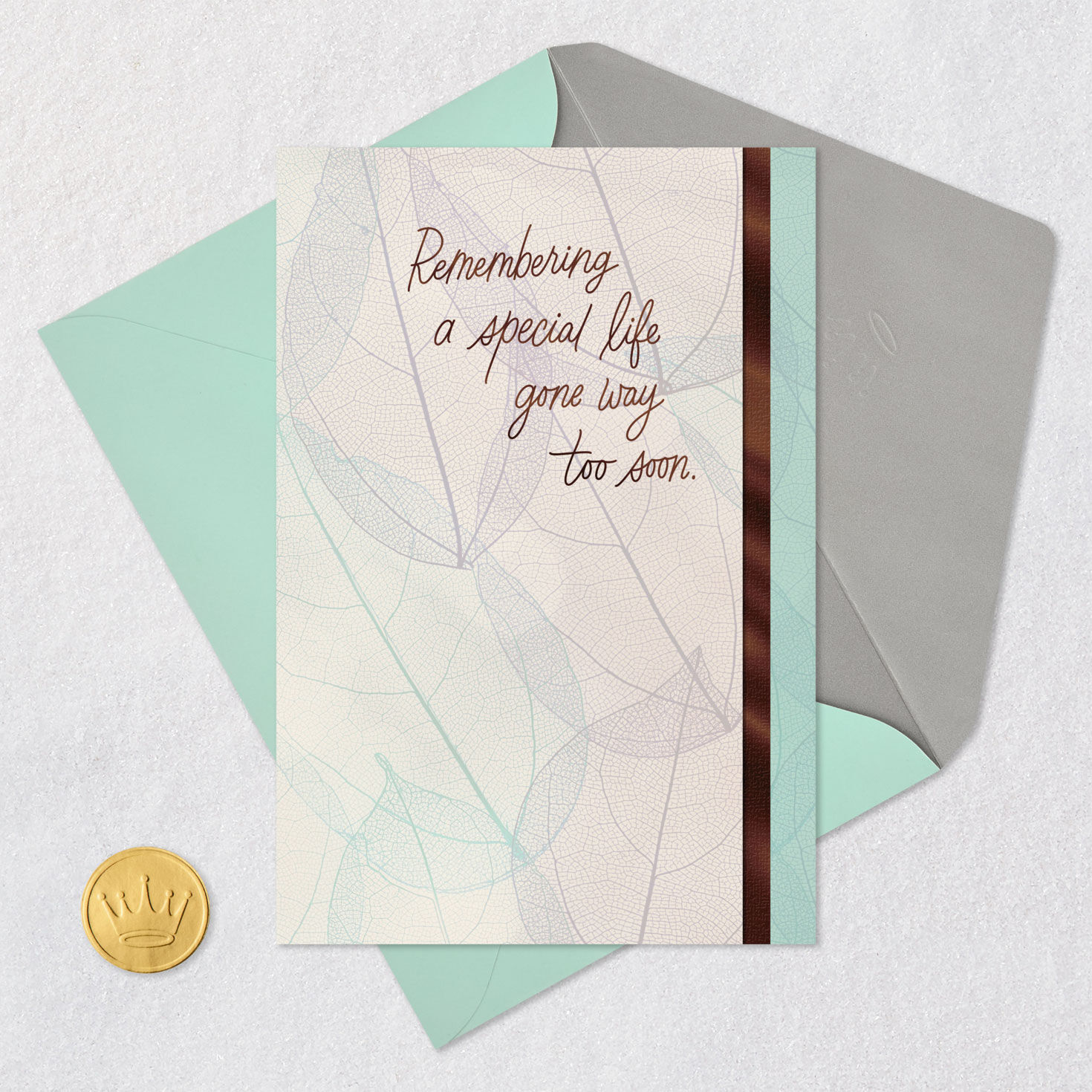 Botanical Leaf Drawings Sympathy Card Card Front with Envelope and Gold Seal image number 5