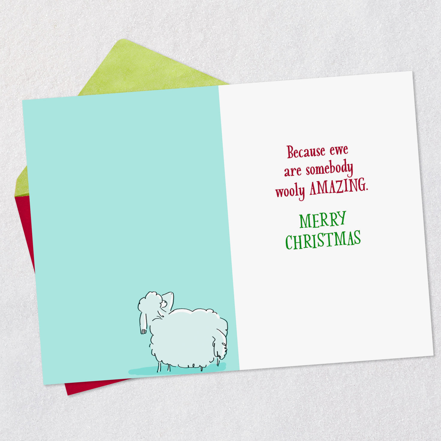 Funny Sheep in Ugly Sweater Christmas Card for Godson Open card with envelope image number 3