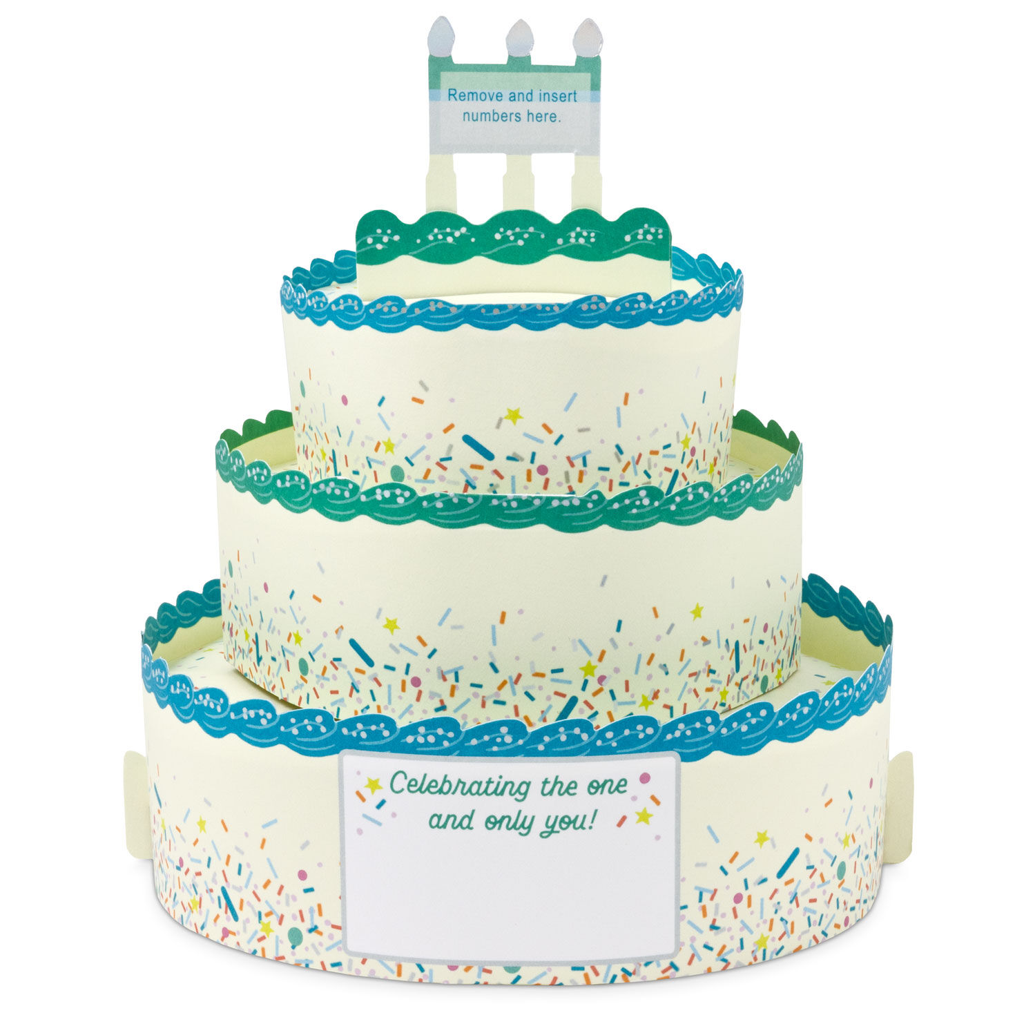 Pick A Number Confetti Cake Pop-Up Birthday Card sentiment image number 2