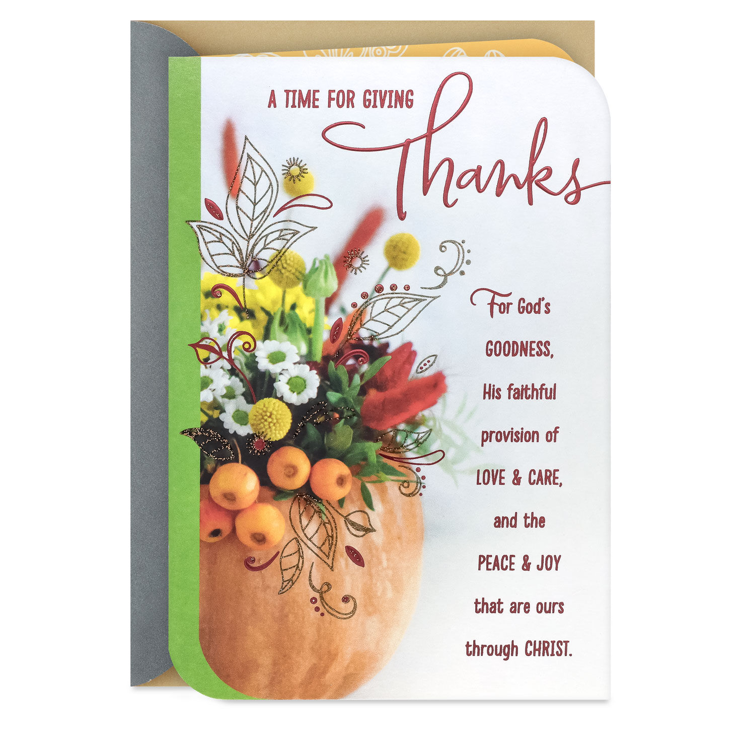 Love and Care, Peace and Joy Religious Thanksgiving Card